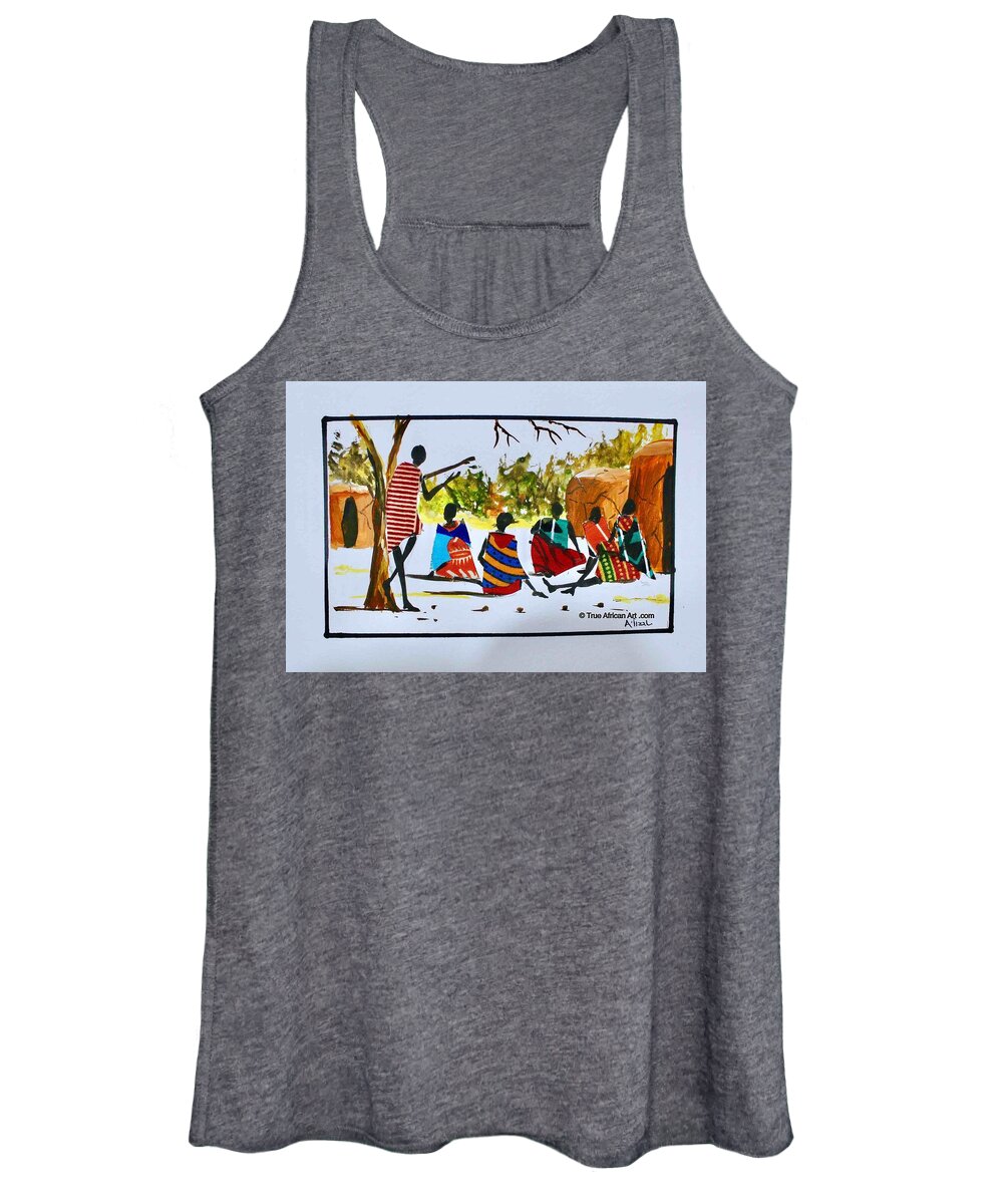 Africa Women's Tank Top featuring the painting L-309 by Albert Lizah