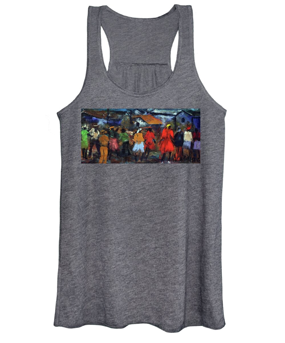  Women's Tank Top featuring the painting Lady In Red by Joe Maseko