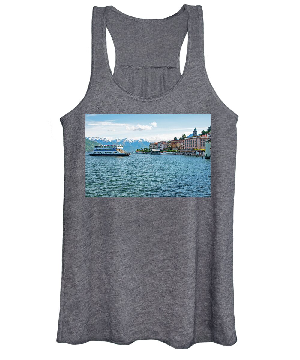 Bellagio Women's Tank Top featuring the photograph Lake Como Ferry - Bellagio, Italy by Denise Strahm