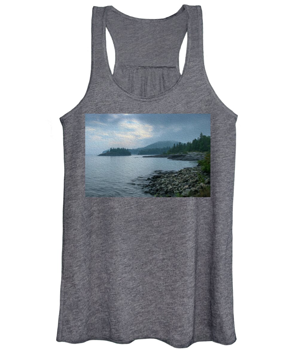 Mist Women's Tank Top featuring the photograph Early Morning on Lake Superior by Robert Carter