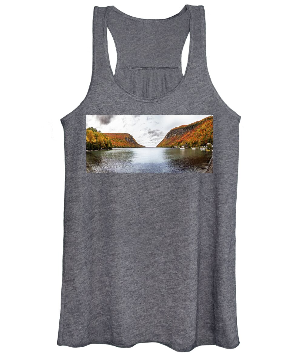 Vermont Women's Tank Top featuring the photograph Lake Willoughby Fall Panoramic by Tim Kirchoff