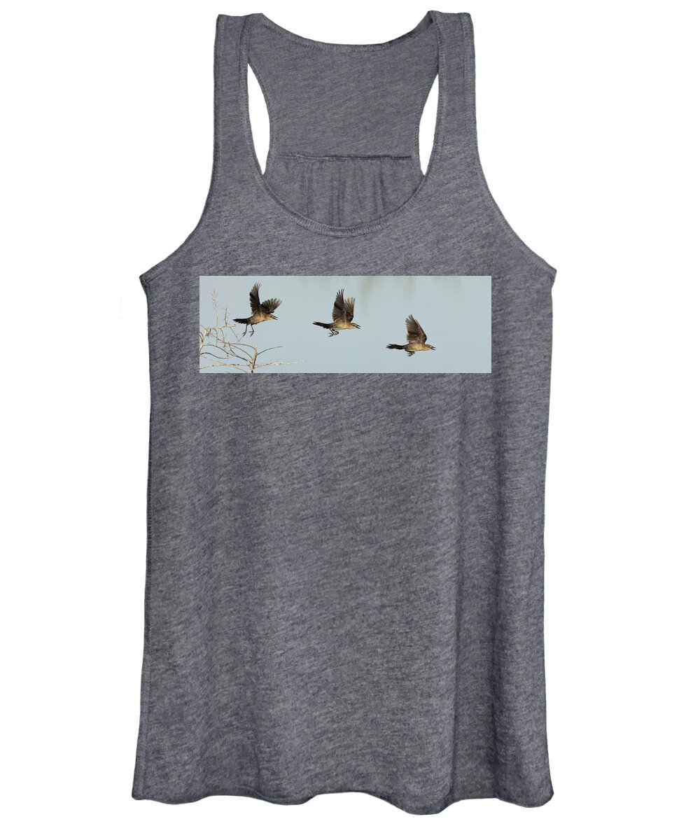 Boat-tailed Grackle Women's Tank Top featuring the photograph Launch Sequence by RD Allen