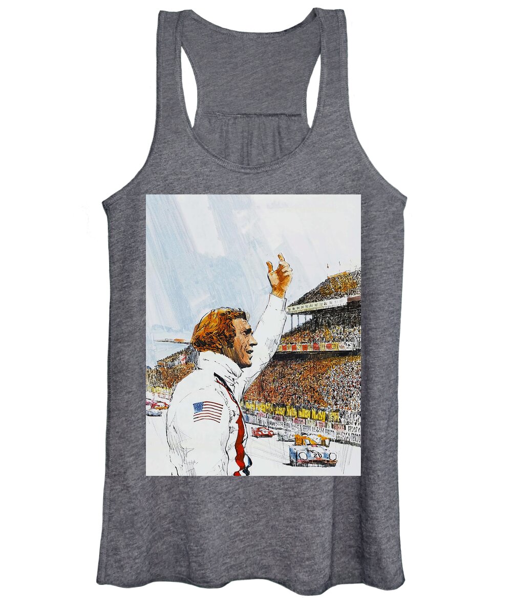 Le Women's Tank Top featuring the painting ''Le Mans'', 1971, movie poster painting by Movie World Posters