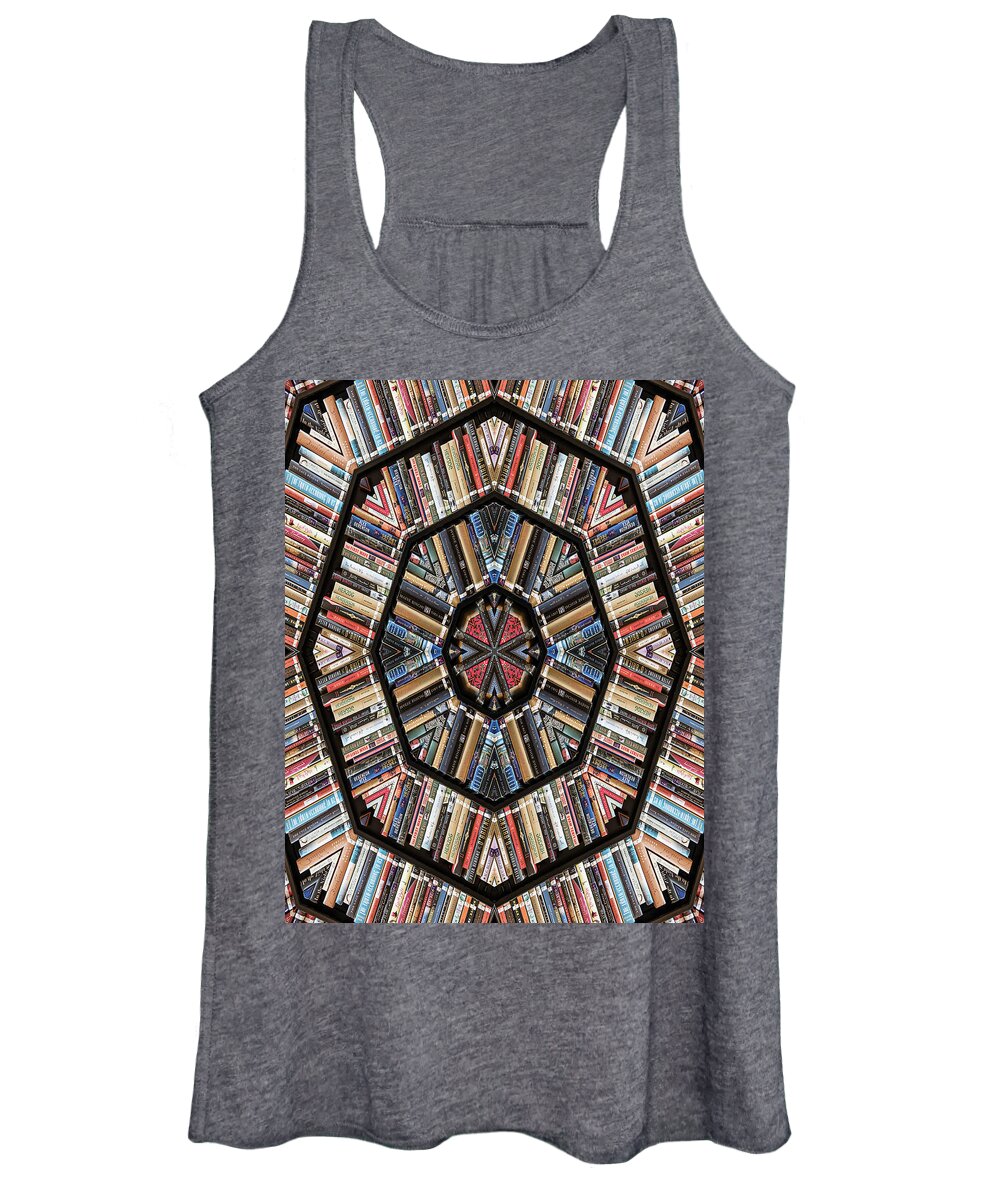 Books Women's Tank Top featuring the photograph Library Kaleidoscope by Minnie Gallman