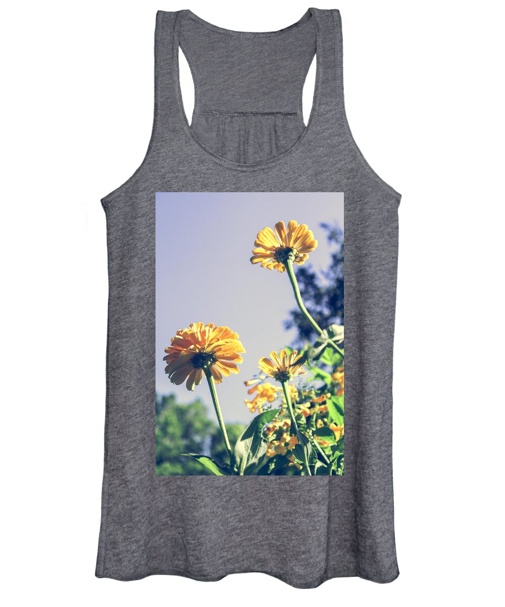 Zinnia Women's Tank Top featuring the photograph Light and Faded Flowers by W Craig Photography