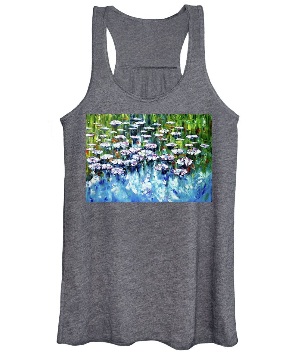 Pond Painting Women's Tank Top featuring the painting Lily Pond by Mirek Kuzniar