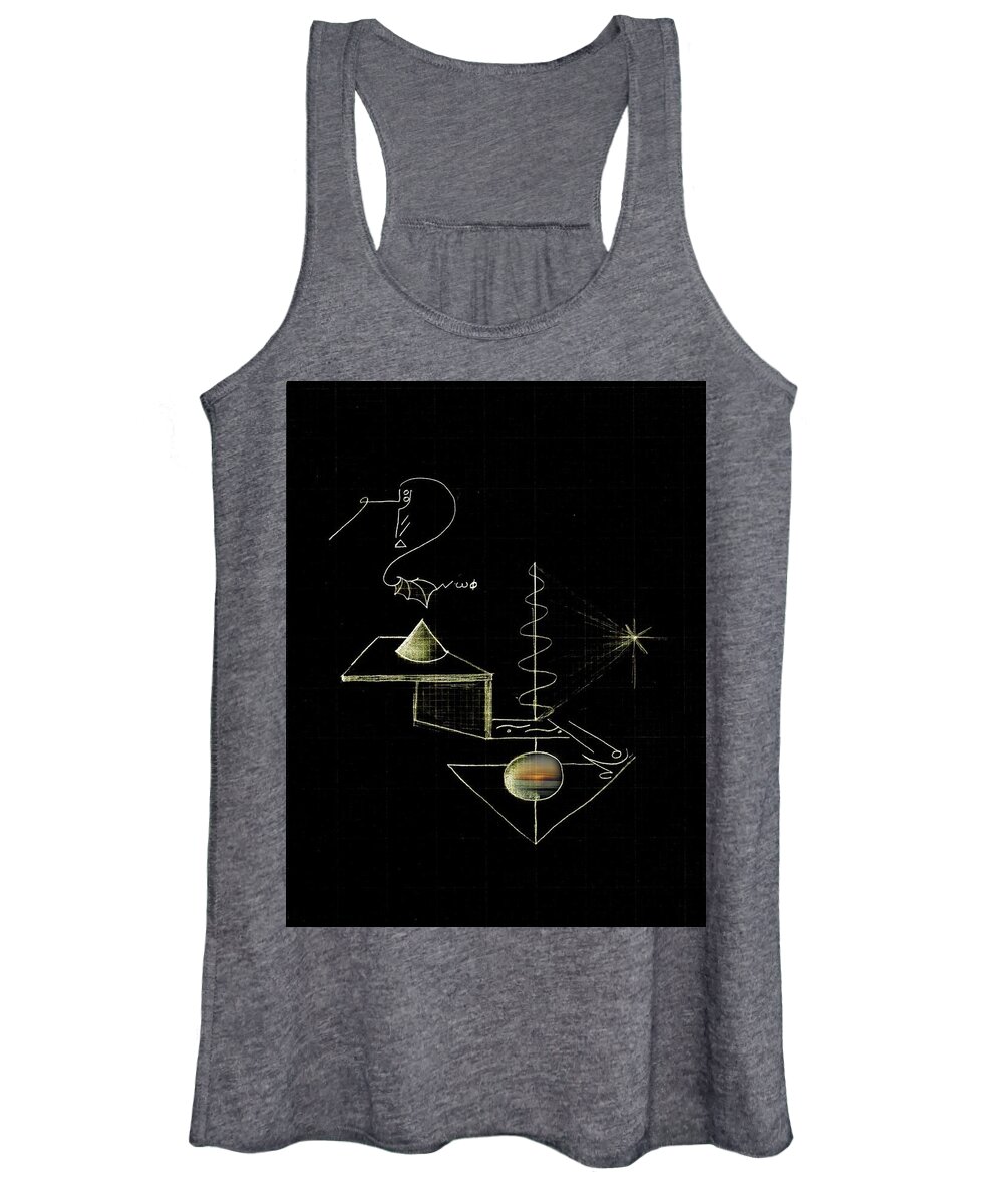 Sacred Women's Tank Top featuring the drawing Linguistic Materialization by Raymond Fernandez