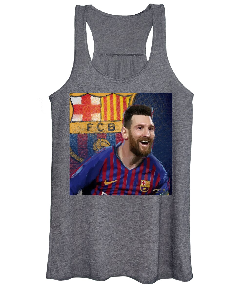 Leo Women's Tank Top featuring the digital art Lionel Messi by Lee Percy