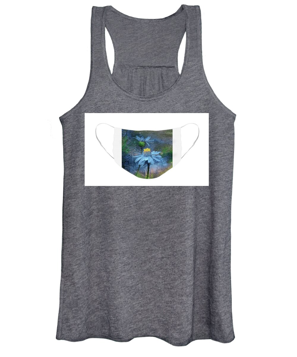  Women's Tank Top featuring the photograph Little Blue Flowers Face mask by Jerry Griffin