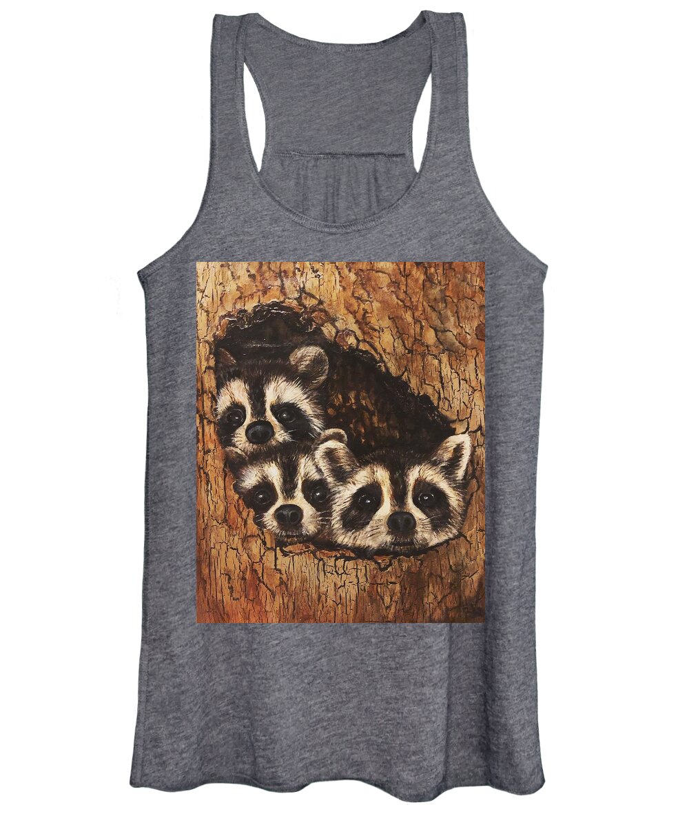 Racoons Women's Tank Top featuring the painting Little Rascals by Barbara Landry