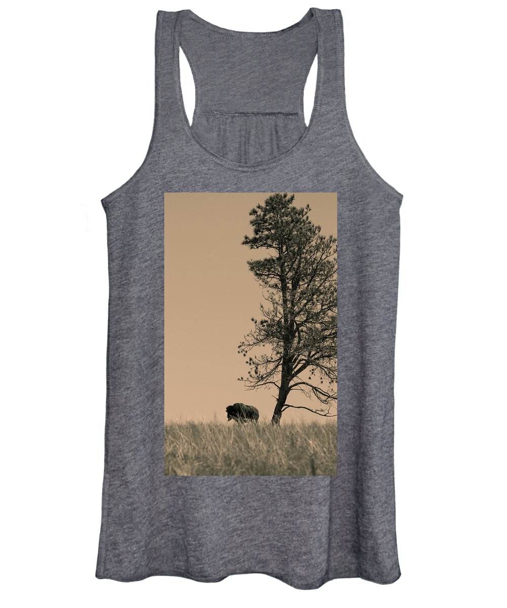 Bison Women's Tank Top featuring the photograph Lone Bison by Larry Bohlin