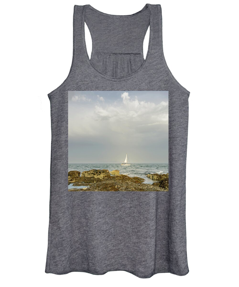 England Women's Tank Top featuring the photograph Lone Sailor at Penmon Point by Spikey Mouse Photography