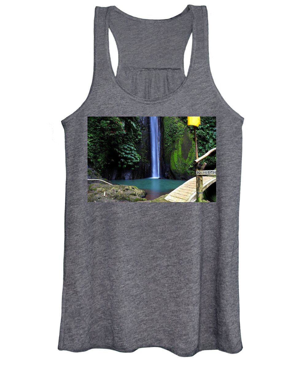 Waterfall Women's Tank Top featuring the digital art Lonely waterfall by Worldvibes1
