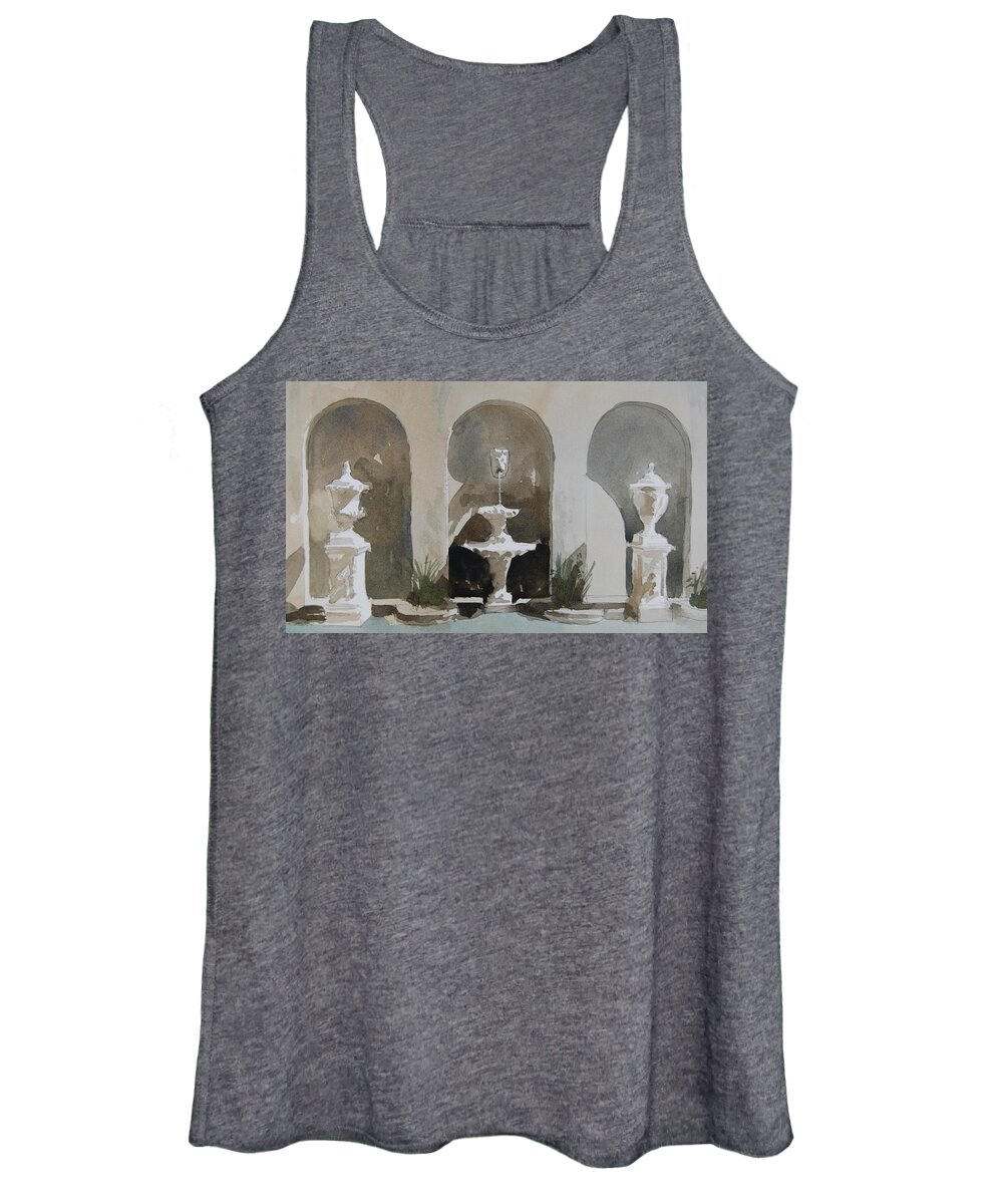 Longwood Gardens Women's Tank Top featuring the painting Longwood Fountain Garden by Stephen Rutherford