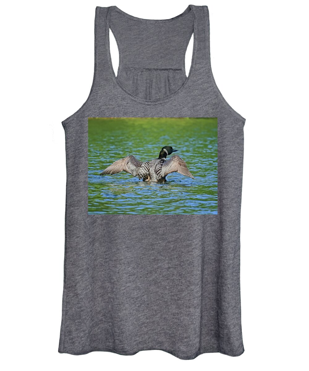 Bird Women's Tank Top featuring the photograph Loon Shaking by Dale Kauzlaric