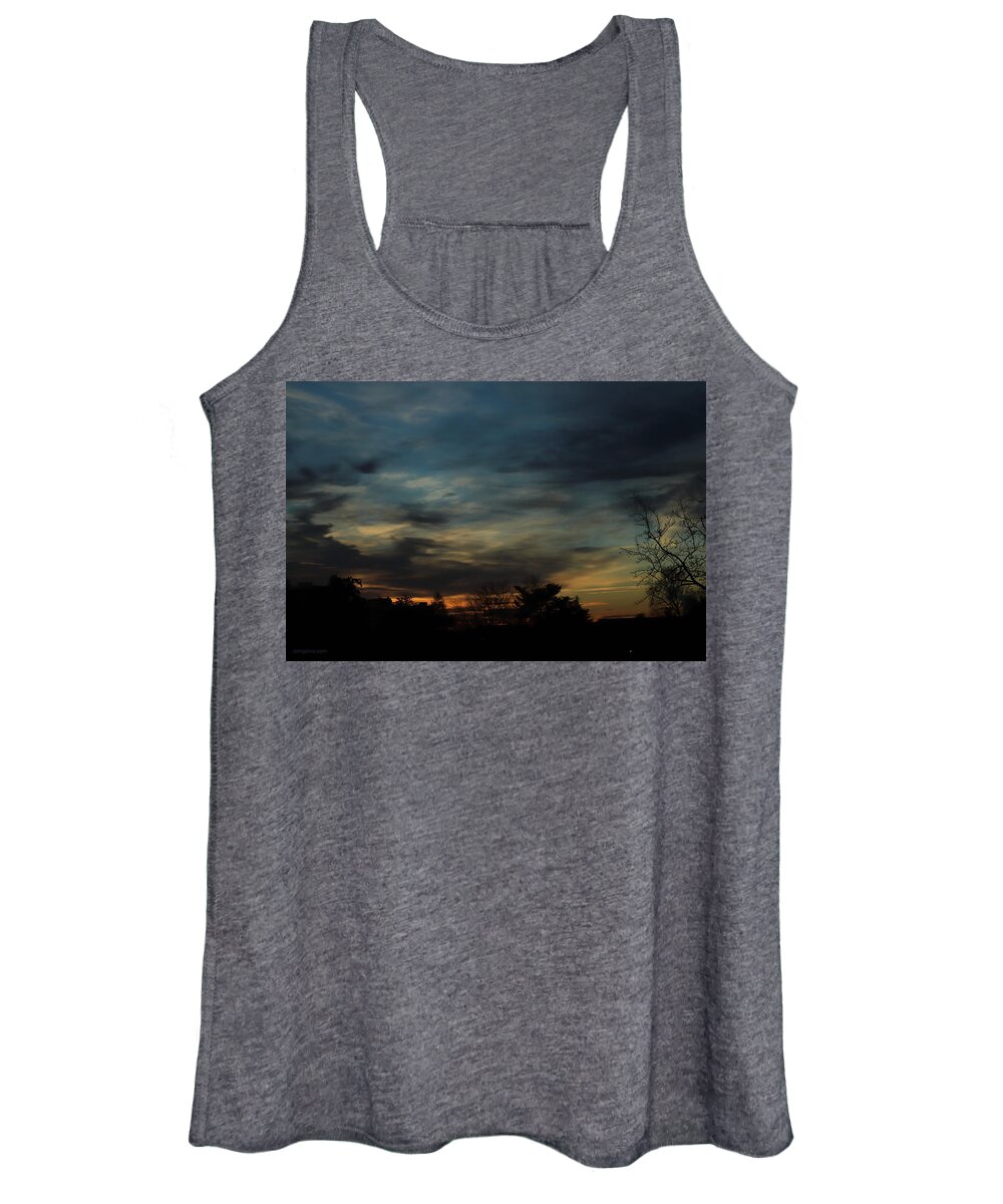 Dark Sky Women's Tank Top featuring the photograph Low Clouds over Landmark February 24 2021 by Miriam A Kilmer