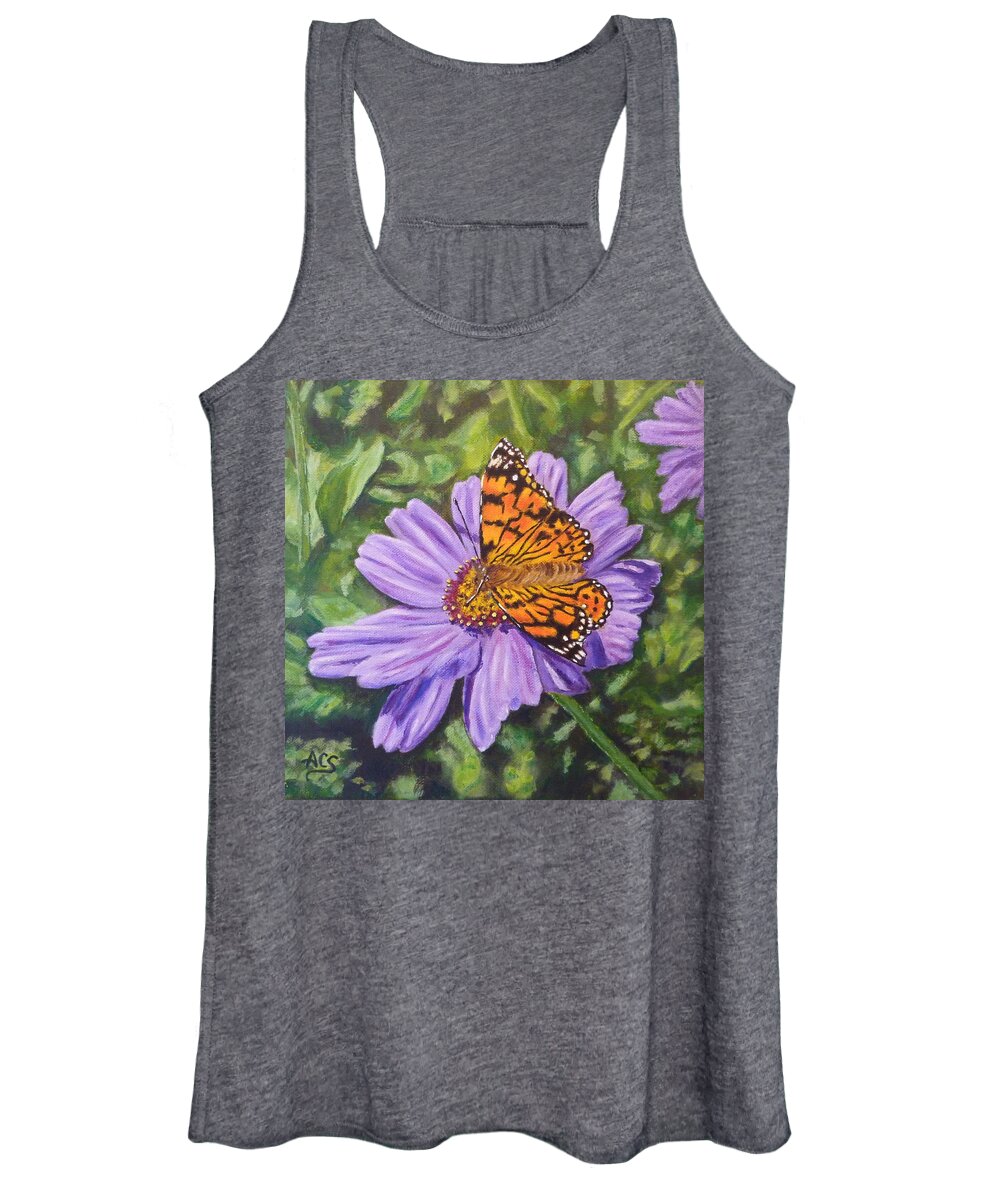 Painted Lady Butterfly Women's Tank Top featuring the painting Lydia's Painted Lady by Amelie Simmons