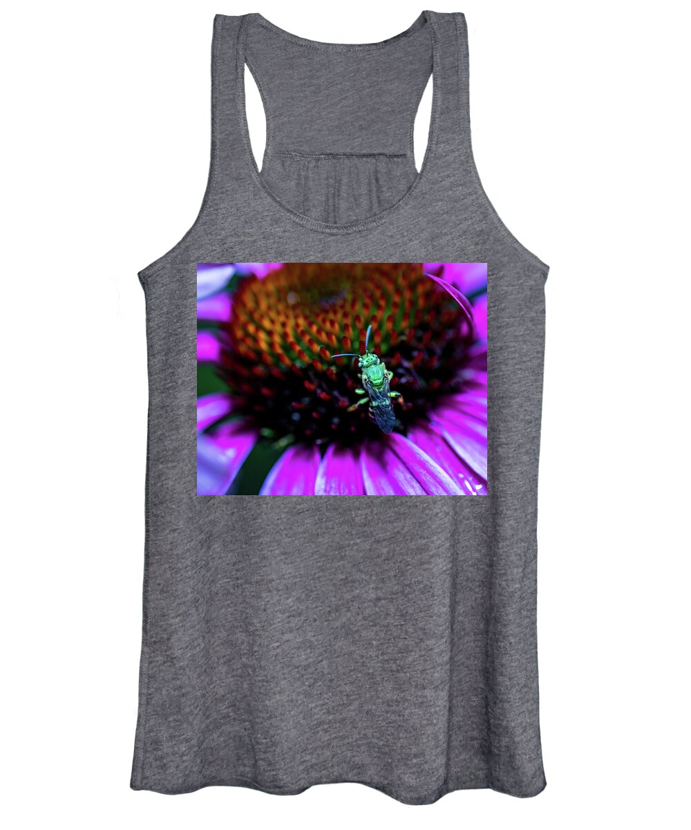 Flowers Women's Tank Top featuring the photograph Macro Photography - Floral with Insect by Amelia Pearn