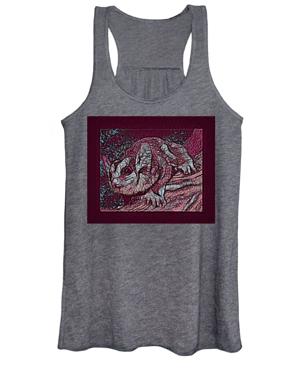 Mahogany Glider Women's Tank Top featuring the drawing Mahogany Glider Textured Maroon Pink Blue by Joan Stratton