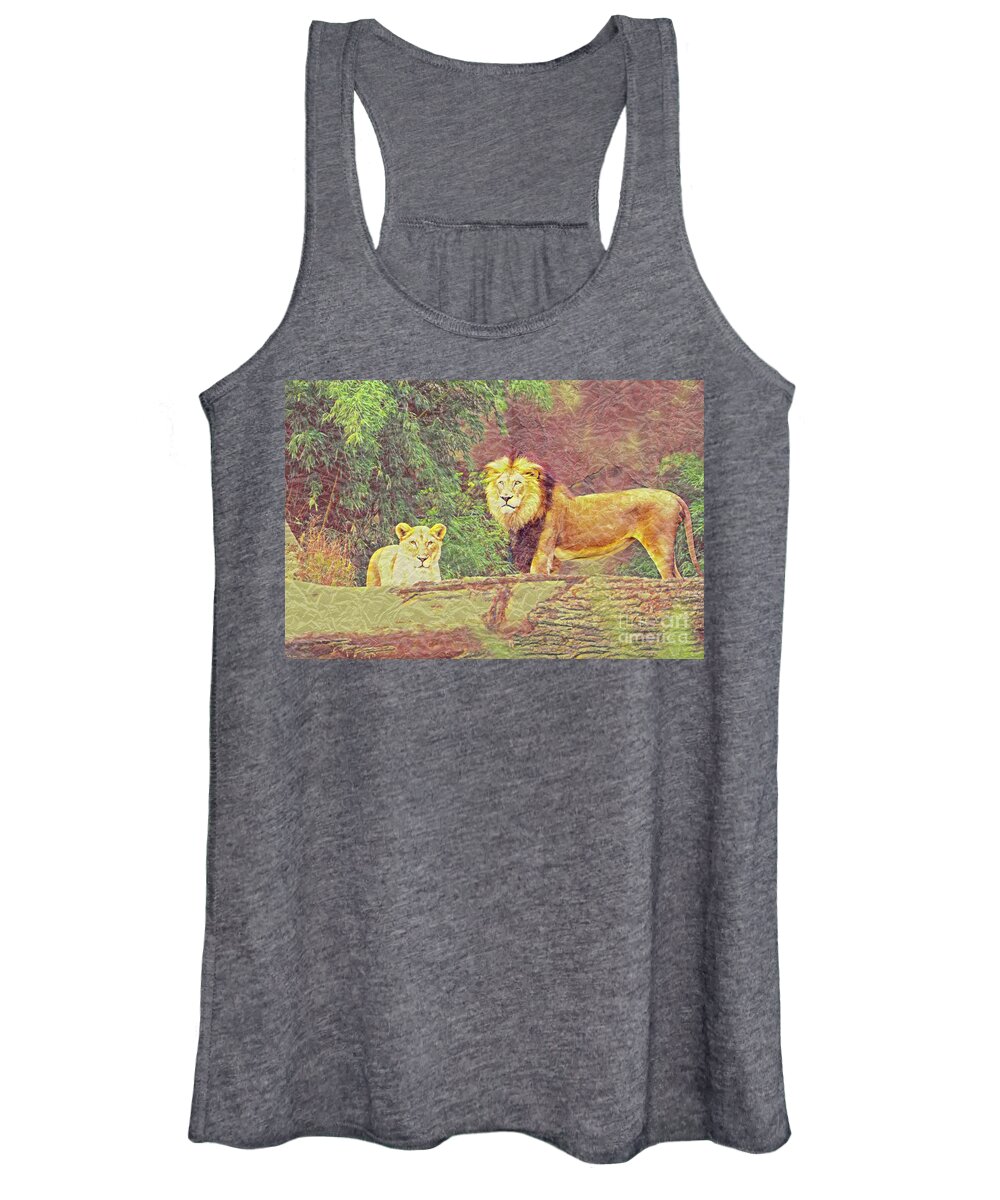 Animal Women's Tank Top featuring the mixed media Majestic Couple by Bentley Davis