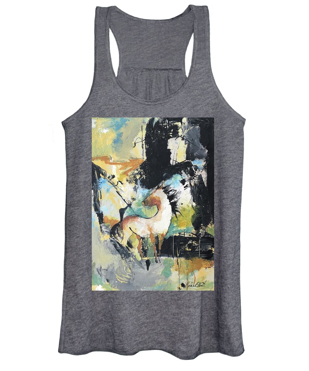 Horse Abstract Women's Tank Top featuring the painting Majestic by Elaine Elliott
