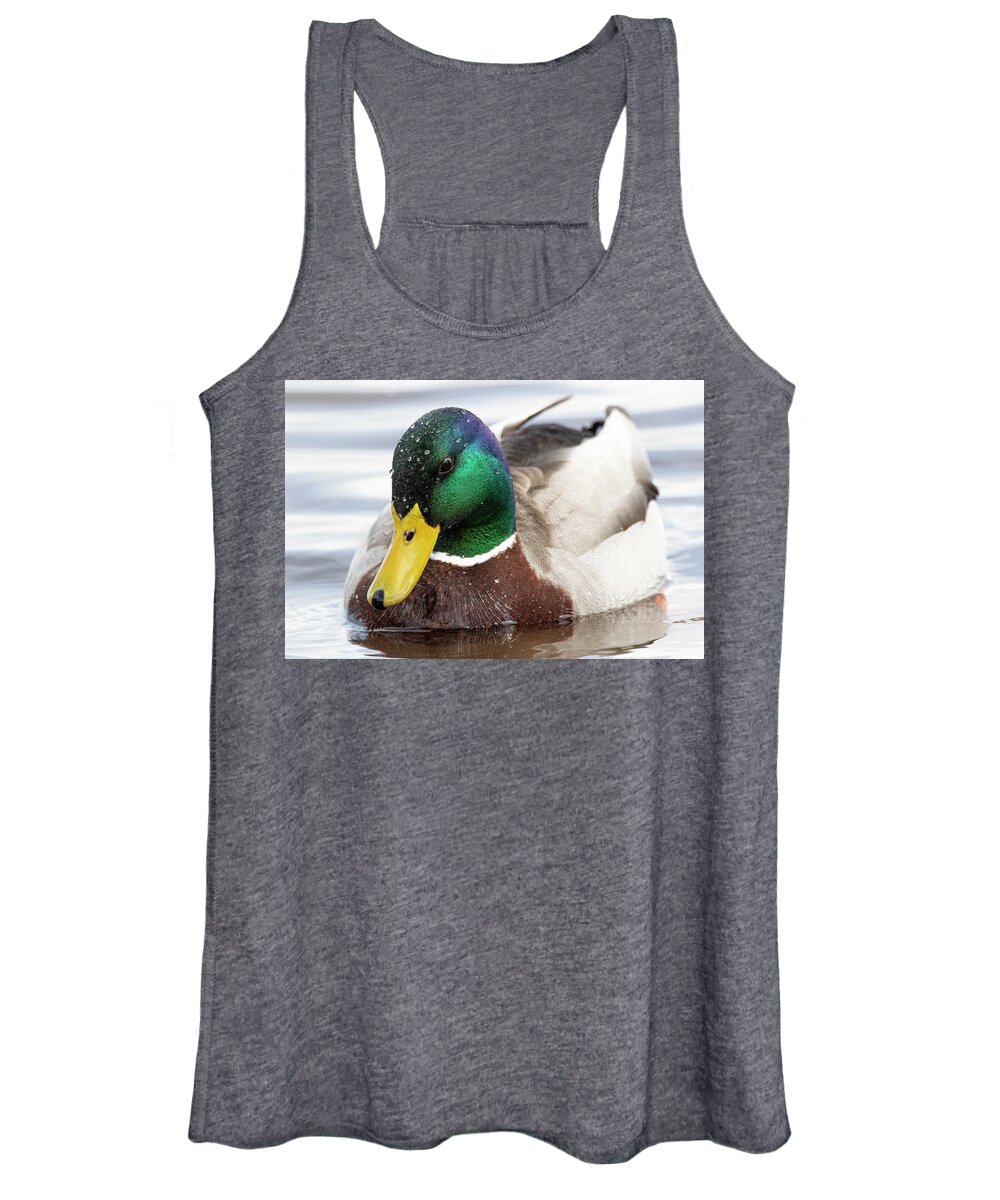 Duck Women's Tank Top featuring the photograph Mallard Duck on the Neuse River of Eastern North Carolina by Bob Decker