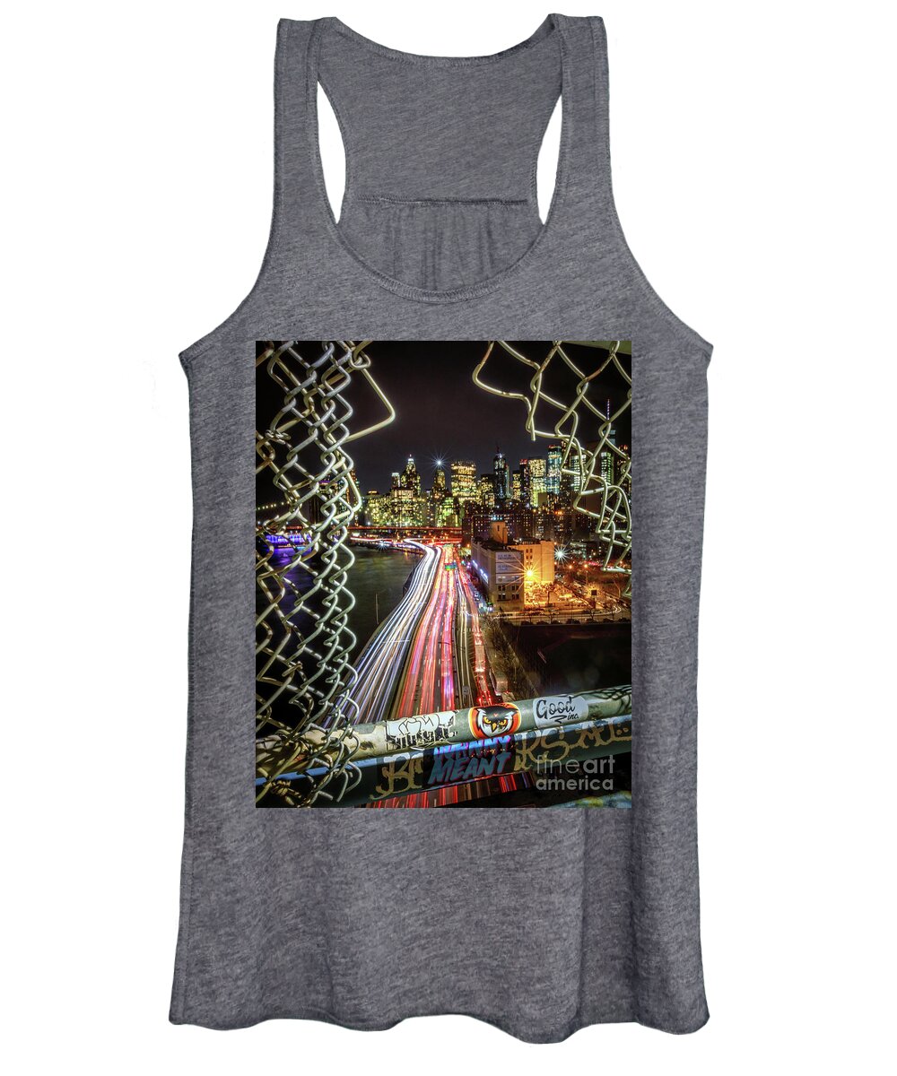 New York Women's Tank Top featuring the photograph Manhattan At Night by Lev Kaytsner