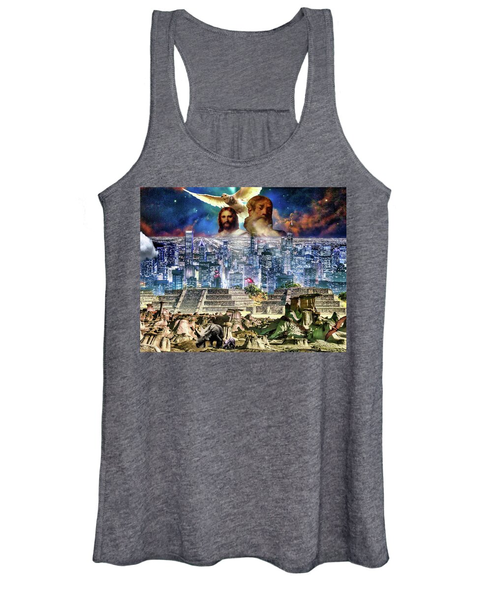 Prehistoric Women's Tank Top featuring the digital art March of Time by Norman Brule
