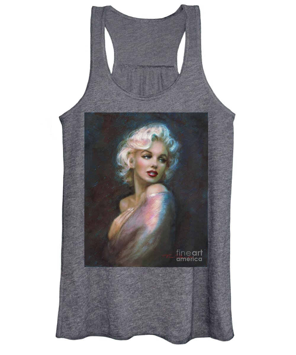 Marilyn Women's Tank Top featuring the painting Marilyn romantic WW dark blue by Theo Danella