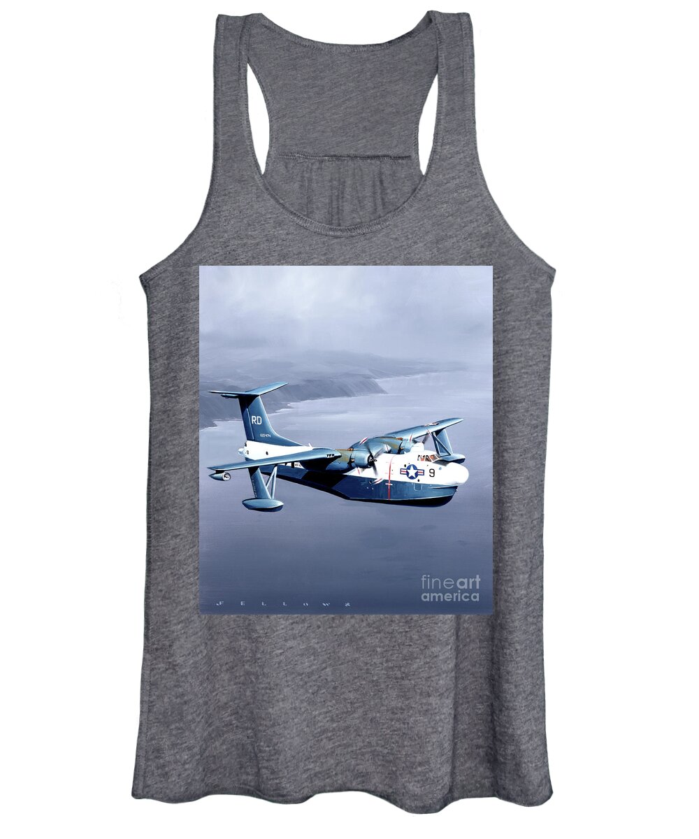 Military Aircraft Women's Tank Top featuring the painting Martin P5M Marlin by Jack Fellows