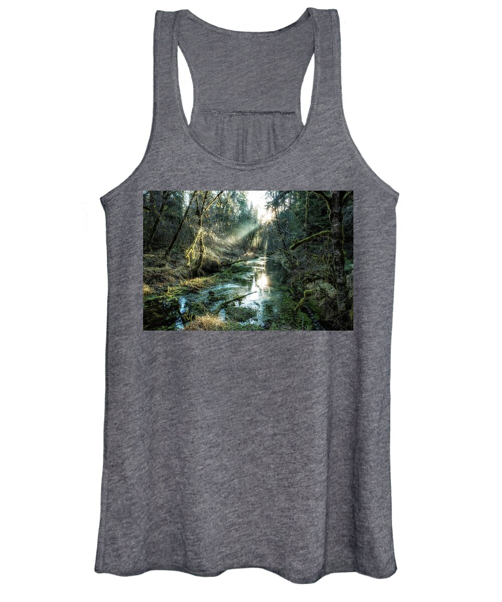 Tributary Women's Tank Top featuring the photograph McKenzie River Tributary by Belinda Greb