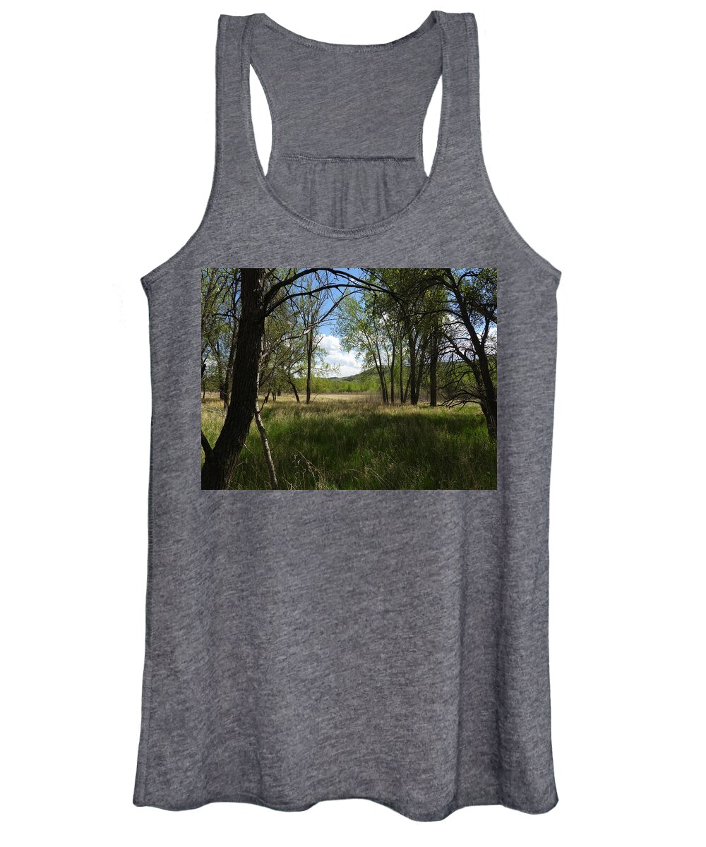 Meadow Women's Tank Top featuring the photograph Meadow Through The Trees by Amanda R Wright