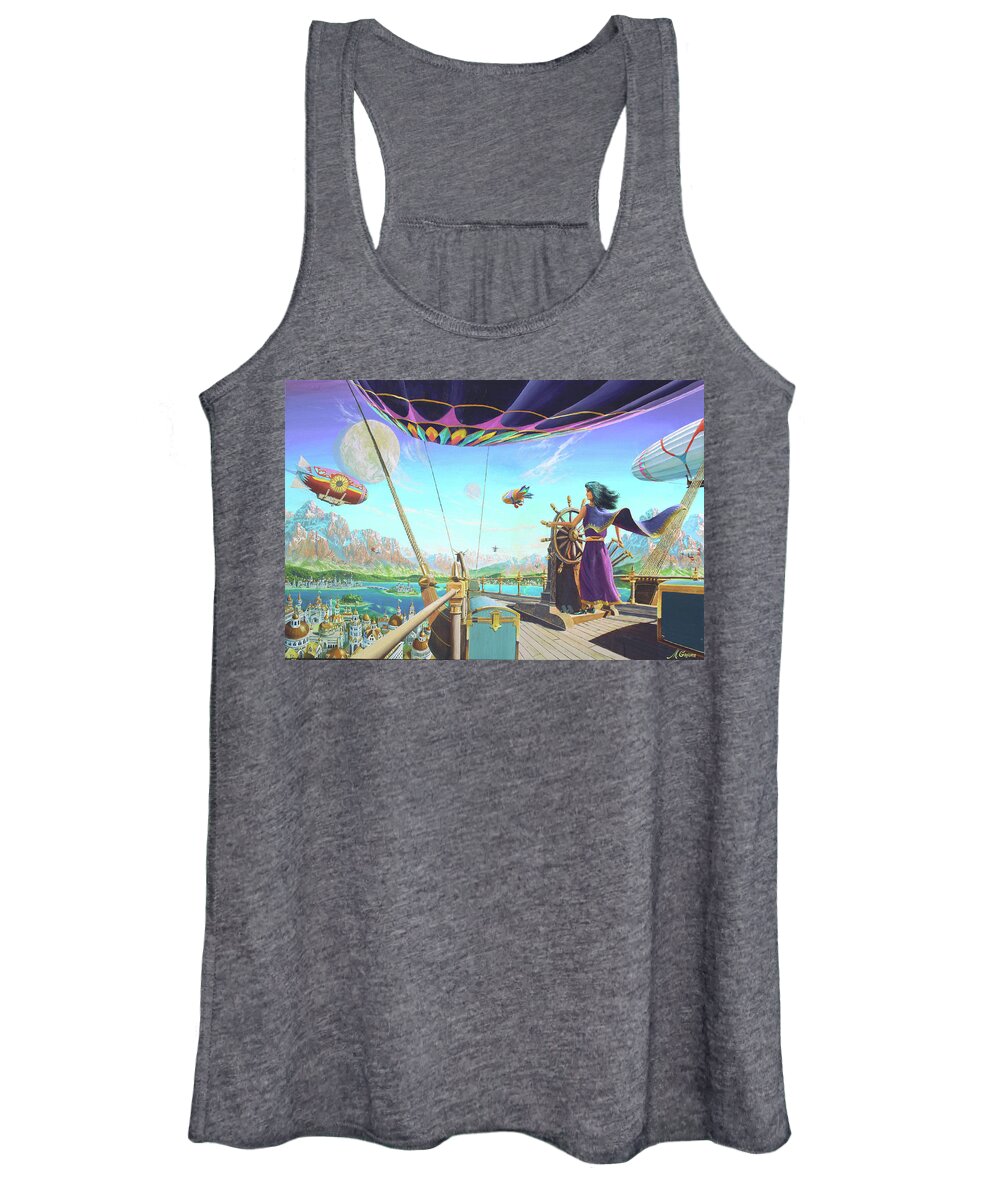 Airship Women's Tank Top featuring the painting Merchants of the Airways by Michael Goguen