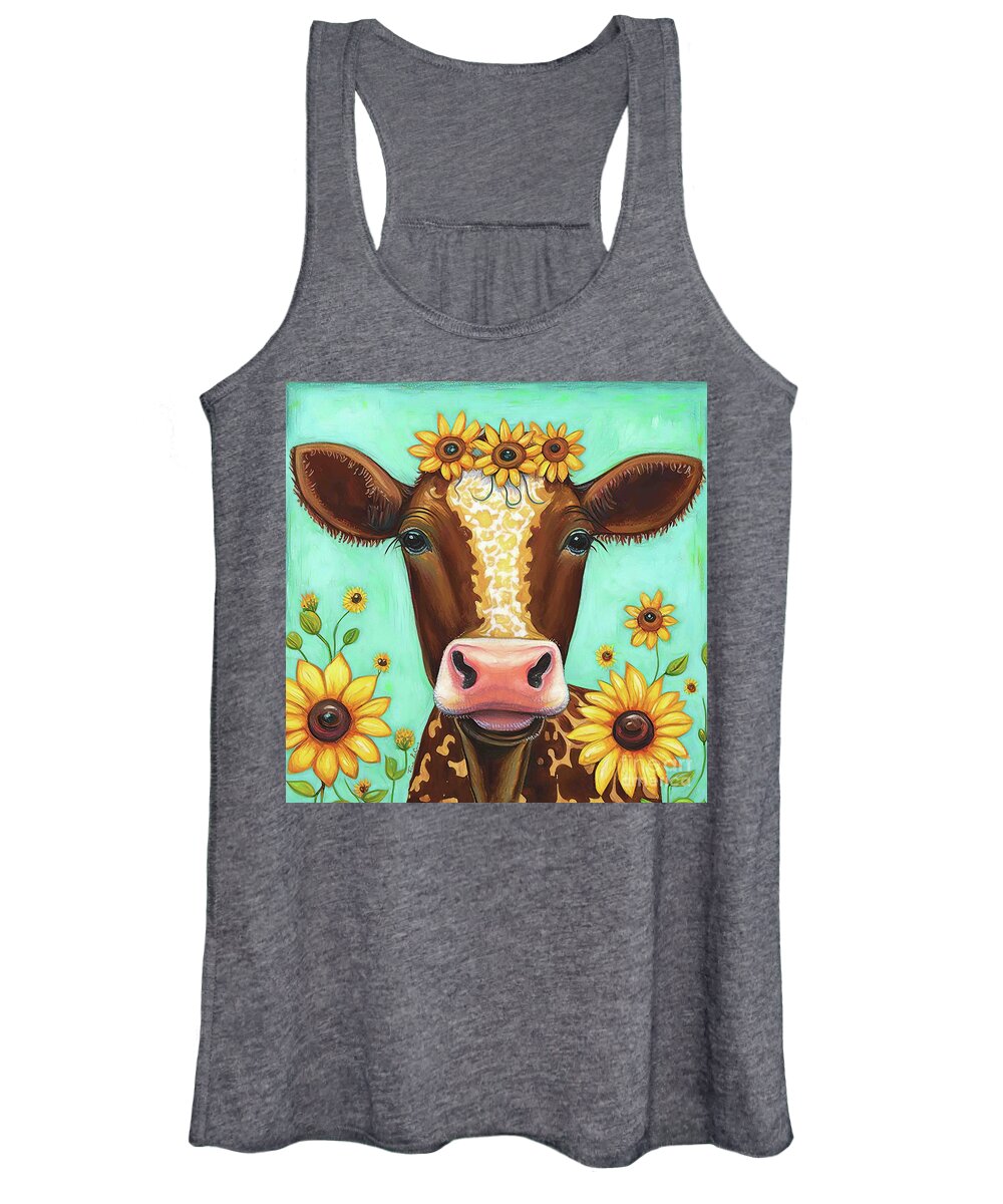 Cow Women's Tank Top featuring the painting Merry Mable by Tina LeCour