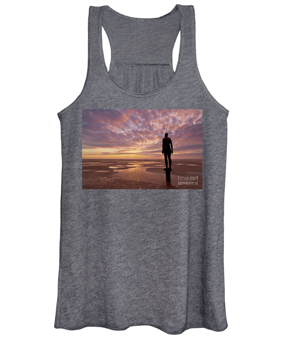 Another Place Women's Tank Top featuring the photograph Metal statues on Crosby beach, Merseyside, England by Neale And Judith Clark