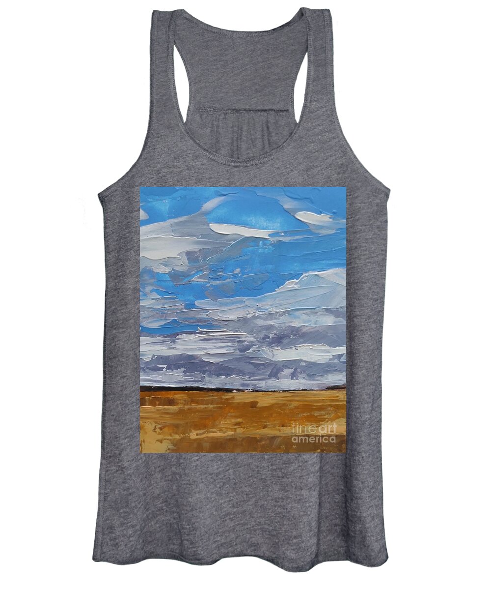 Original Acrylic Painting Women's Tank Top featuring the painting Michigan Field of Gold by Lisa Dionne