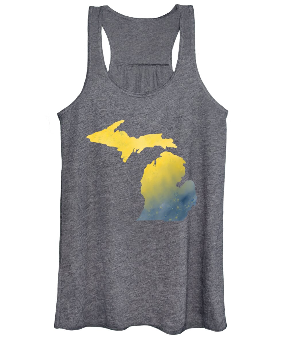 Michigan Women's Tank Top featuring the painting Michigan State Map Watercolor Print by Aaron Geraud