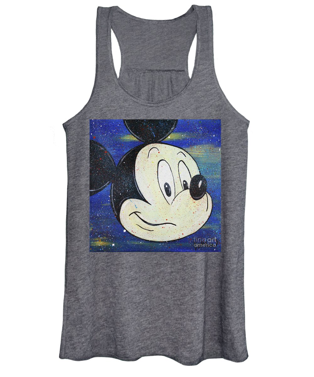 Mickey Mouse Women's Tank Top featuring the painting Mickey Mouse PSHH by Kathleen Artist PRO