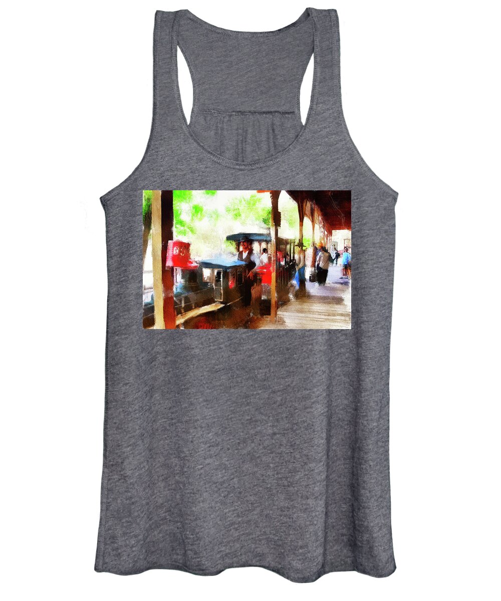 Miniature Train Ride Women's Tank Top featuring the photograph Miniature train ride at Bonnie Springs Ranch, Nevada by Tatiana Travelways