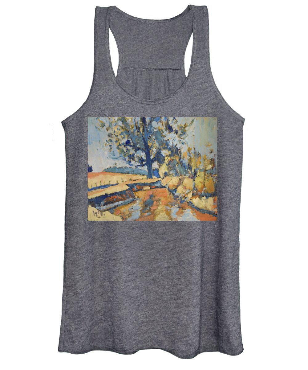 Geul Women's Tank Top featuring the painting Mistletoe in a tree along the Geul by Nop Briex