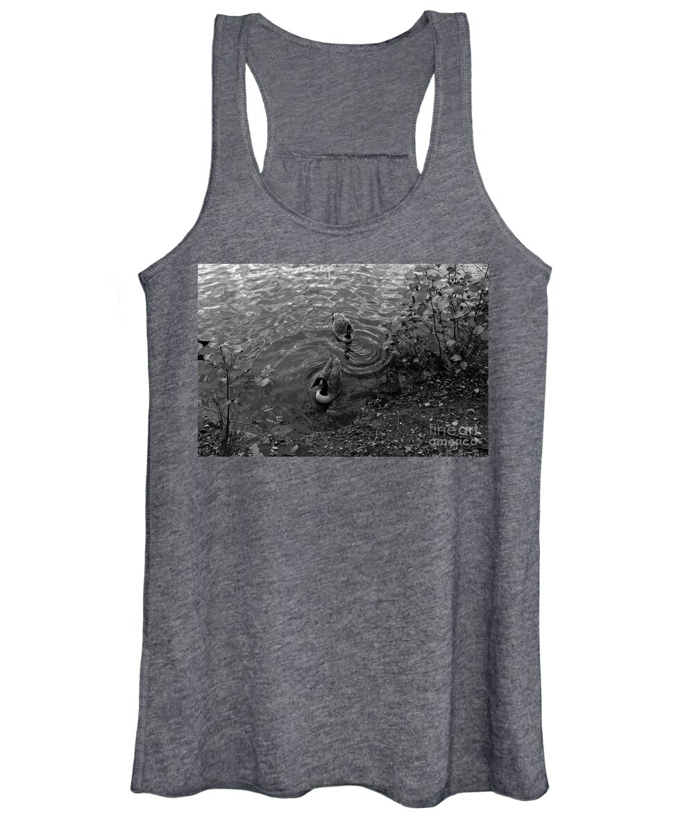 Alkington Woods Women's Tank Top featuring the photograph Monochrome Geese by Pics By Tony