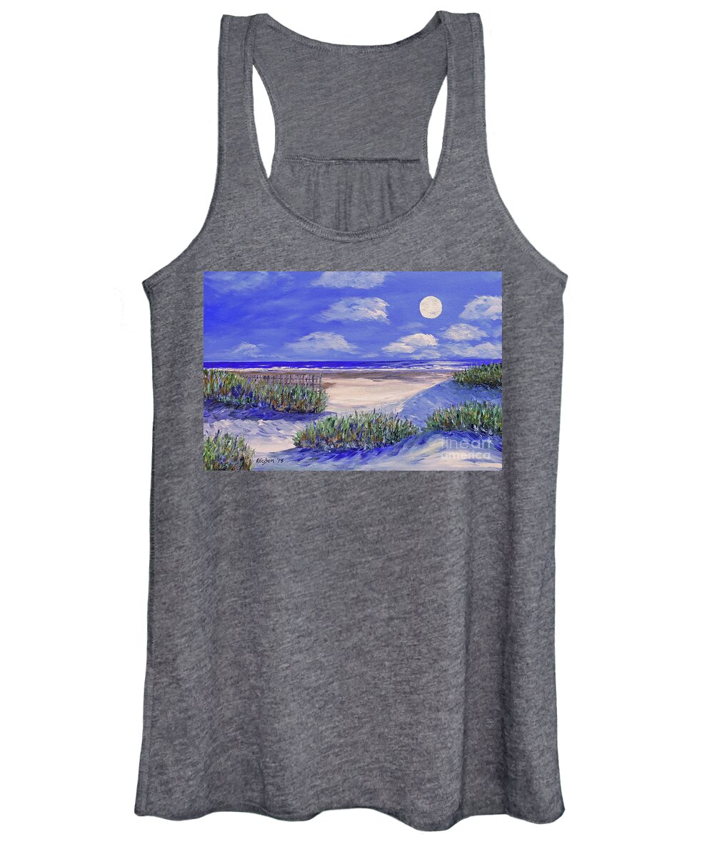 Seascape Women's Tank Top featuring the painting Moonlight Beach by Stanton Allaben