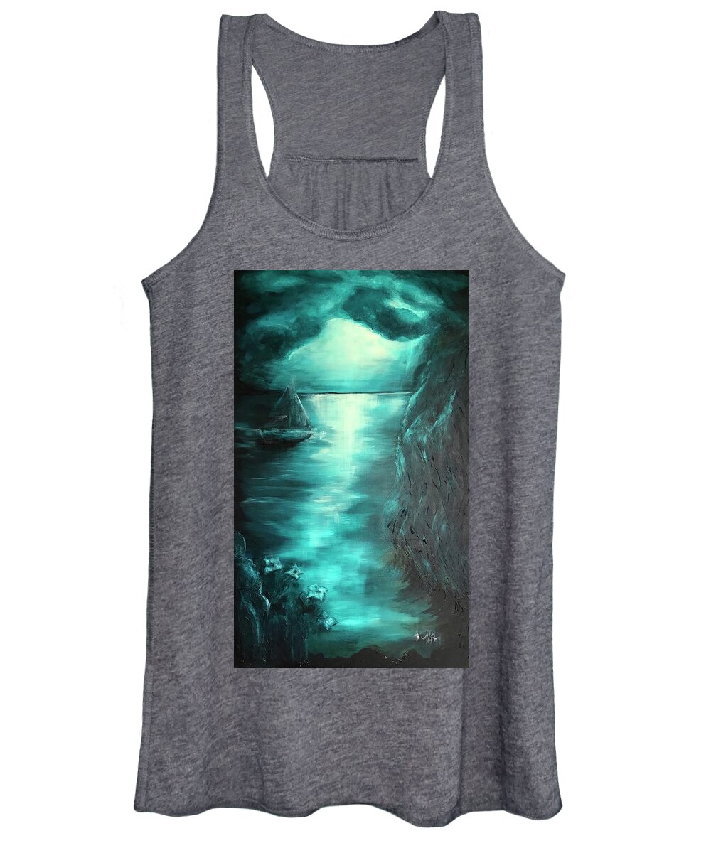 Moonlight Women's Tank Top featuring the painting Moonlight Marianas by Michelle Pier