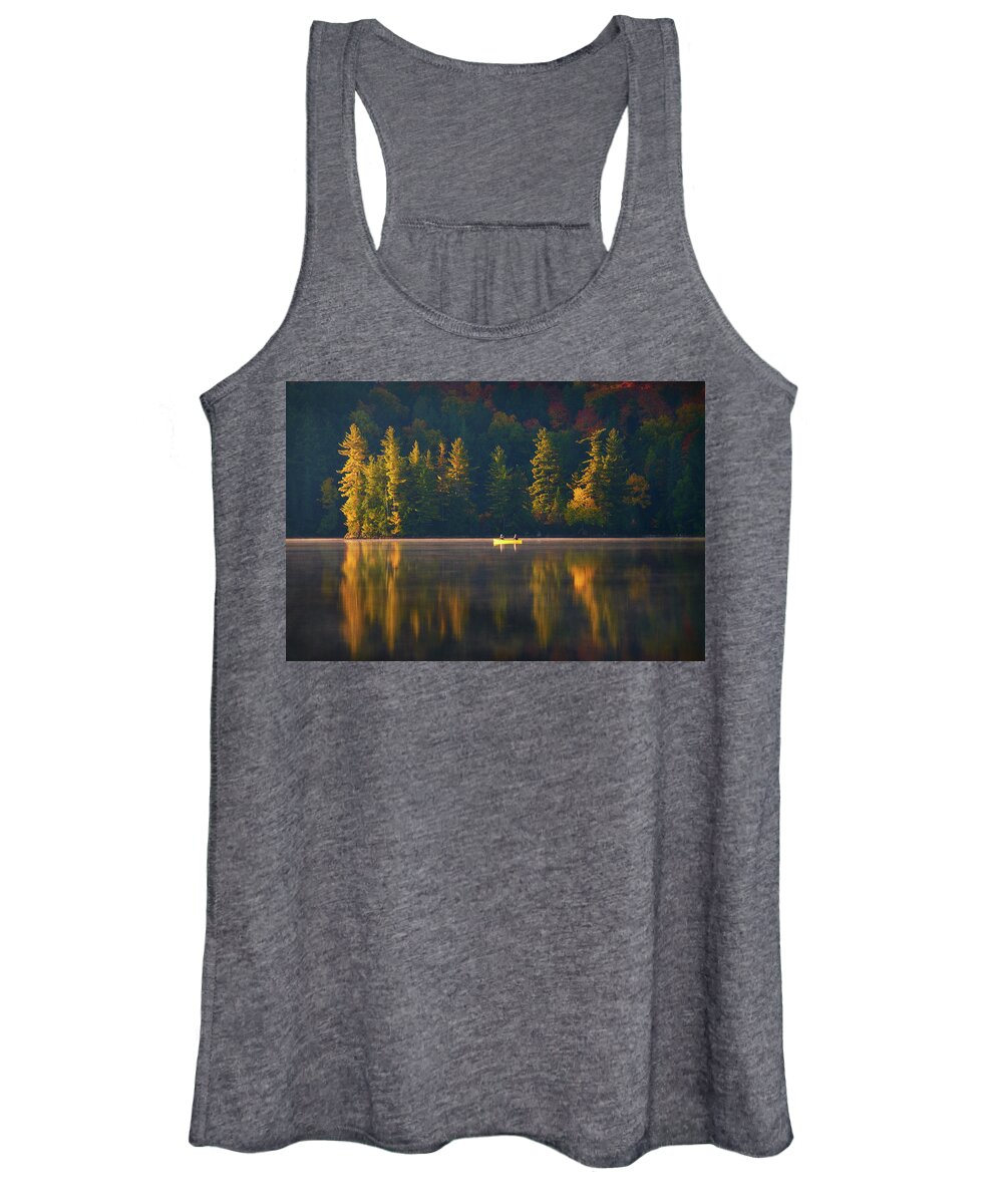 Sunrise Women's Tank Top featuring the photograph Morning Paddling in Algonquin by Henry w Liu
