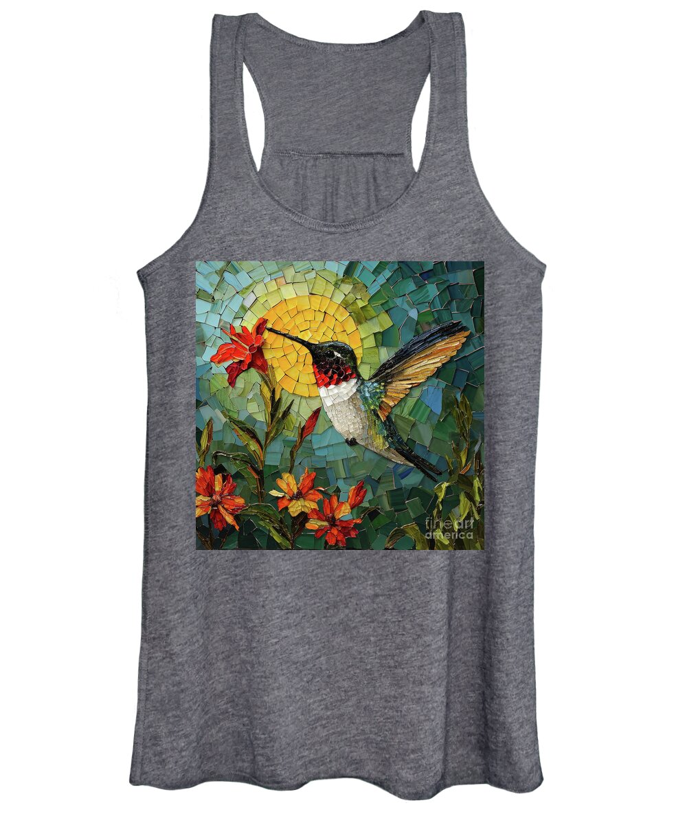 Hummingbird Women's Tank Top featuring the painting Mosaic Ruby by Tina LeCour