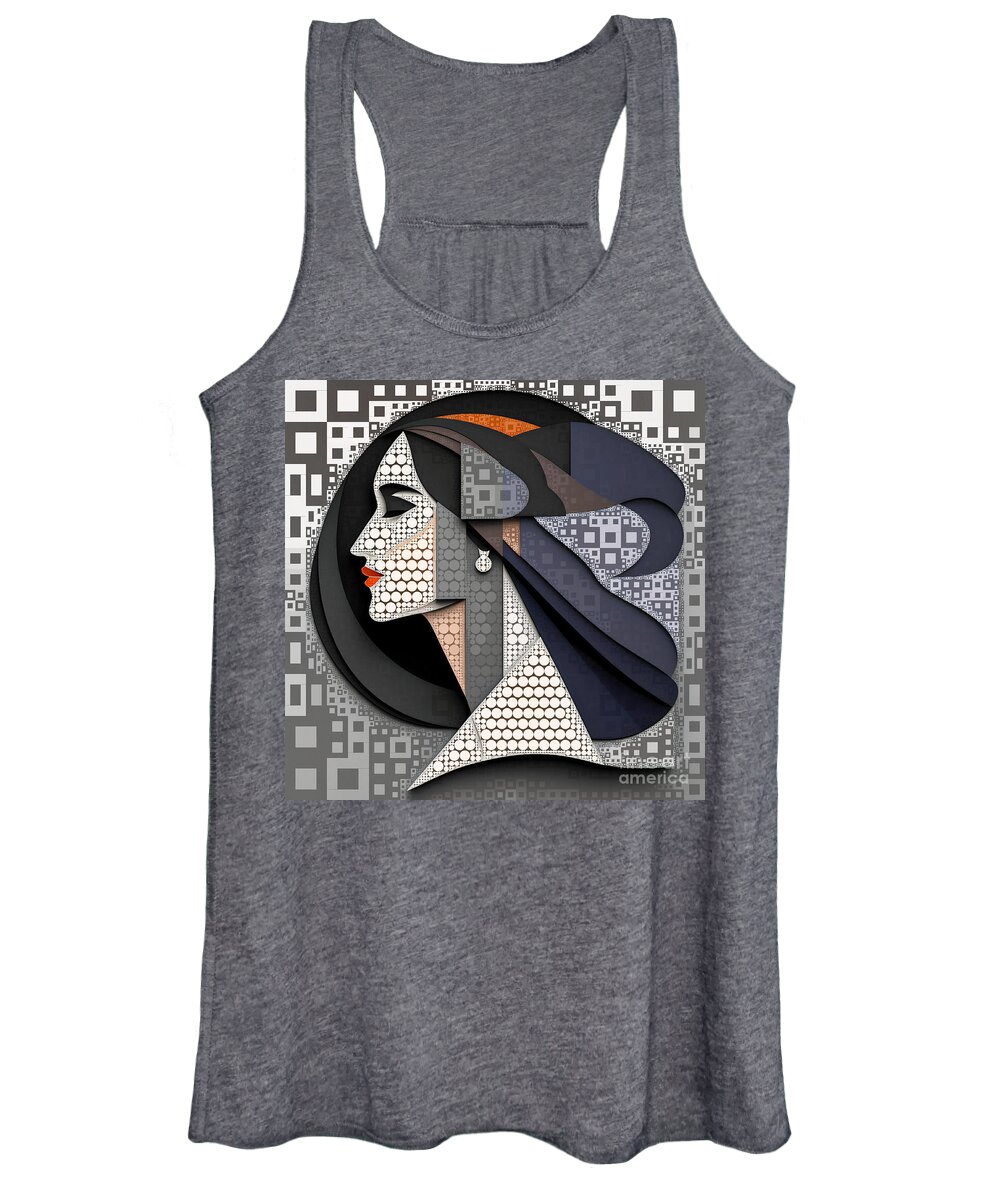 Abstract Women's Tank Top featuring the digital art Mosaic Style Abstract Portrait - 01710 by Philip Preston