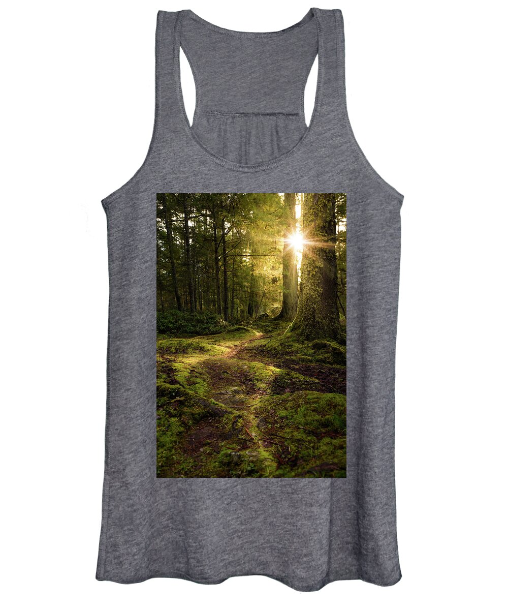 Landscape Women's Tank Top featuring the photograph Mossy Forest Path by Naomi Maya