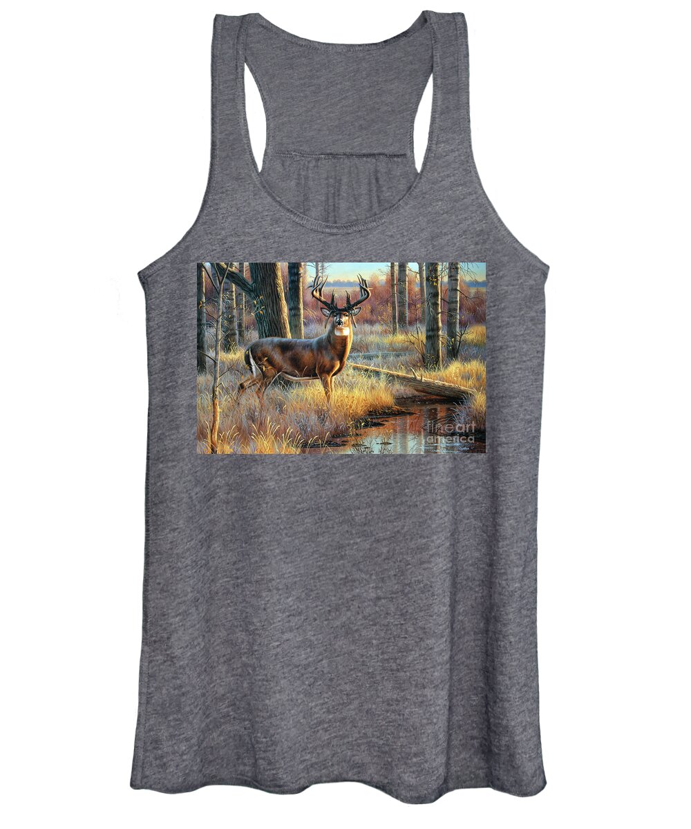 Cynthie Fisher Women's Tank Top featuring the painting Mossy Horns Whitetail Deer by JQ Licensing