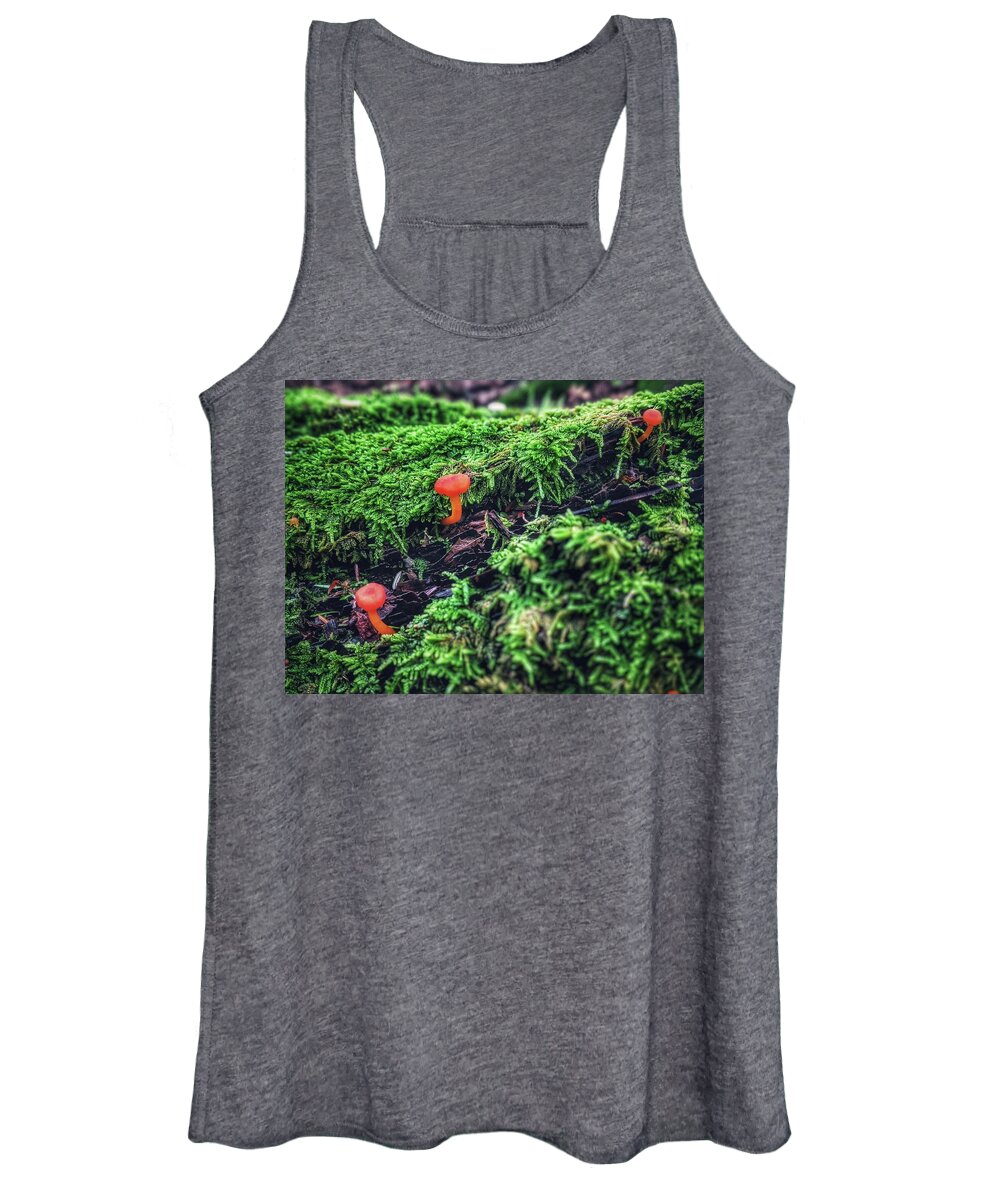 Moss Women's Tank Top featuring the photograph Mushrooms in Moss by Evan Foster