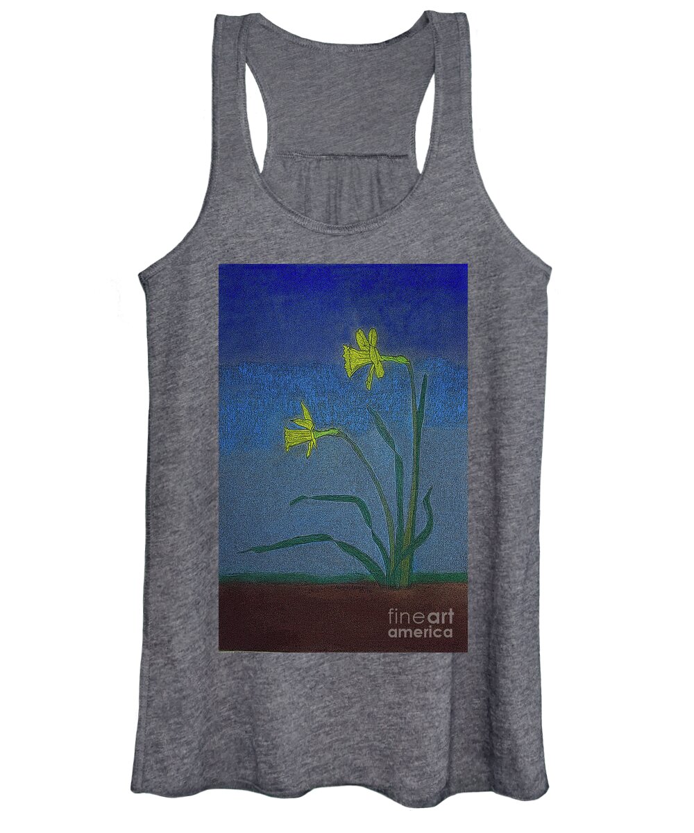 Mystic Daffodils A Pastel Painting By Norma Appleton Women's Tank Top featuring the painting Mystic Daffodils by Norma Appleton